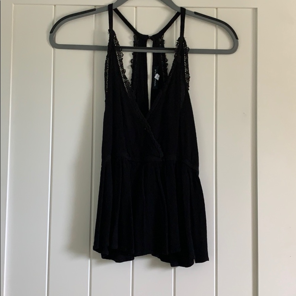 Black Kendal and Kylie Crochet Edging Tank